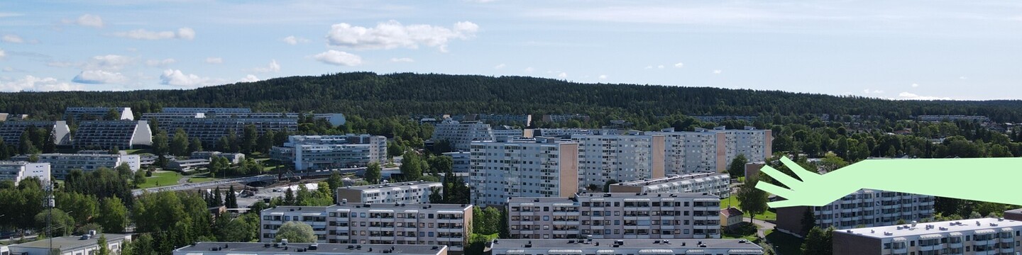 Bildet er et dronefoto over Stovner.