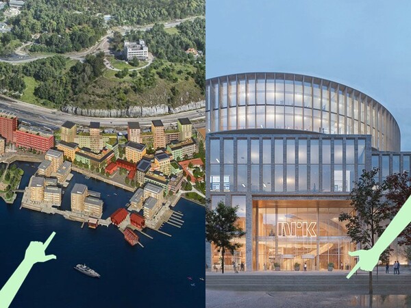 Illustrasjoner som viser planene for utbygging av Grønlikaia og NRK på Normannsløkka på Ensjø.